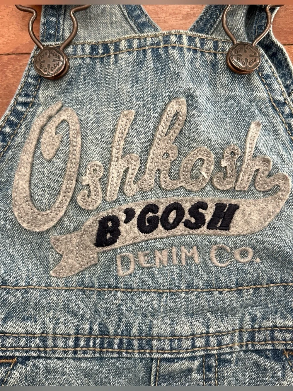 Vintage OshKosh B’Gosh Vestbak Denim Overalls Boys 3 Months Snap Legs Logo USA
